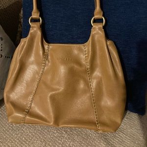 Brown Rosetti Faux Leather Satchel Bag